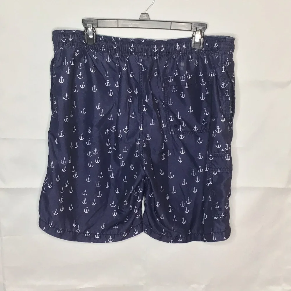 Goodfellow & Co Mens Navy Blue Anchor‎ Print Swim Trunks Board Shorts Large L